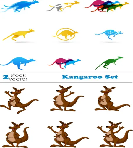 تحميل فيكتور كنغر باشكال مختلفه Vectors - Kangaroo Set