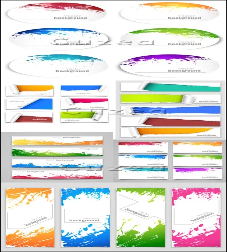 بنرات روعه ملفات مفتوحه Vectors - Color splash banners in vector