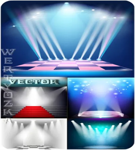 تصاميم مسرح مع اضاءه مميزه Scene with spotlights, podium