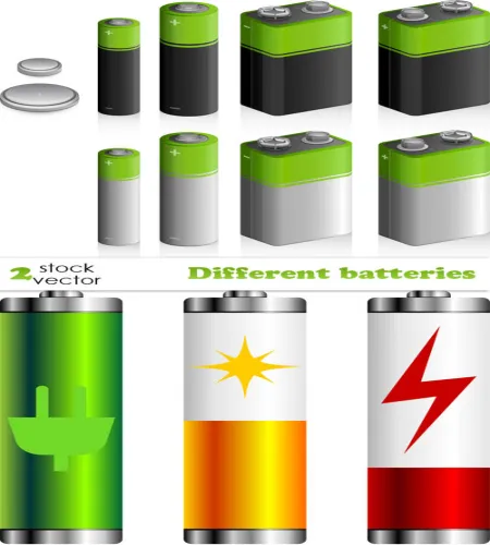 تصميم بطاريه فيكتور جميله Vectors - Different batteries
