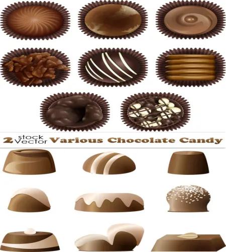 حلويات شوكلاته بدقه عاليه Vectors - Various Chocolate Candy