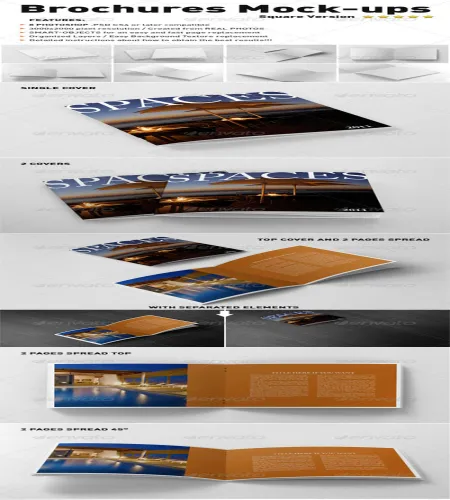 بروشورات جديده Photorealistic Square Brochure M0ck-ups