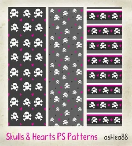تحميل باترن جماجم فوتوشوب جديد Skulls and Hearts PS patterns