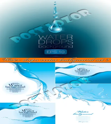 فيكتور قطرات ماء Water drops vector background set 2 