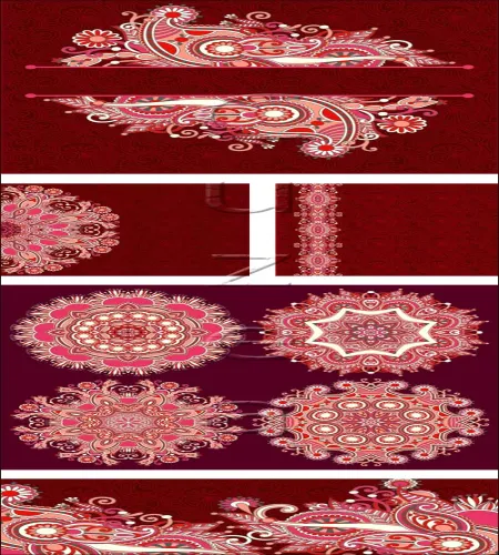 تحميل زخارف وخلفيات حمراء Red vintage background with ornaments