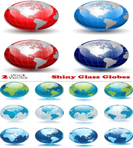 تصاميم كره ارضيه فيكتور Vectors - Shiny Glass Globes