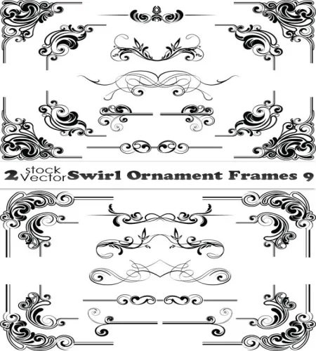 زخارف اطارات مميزه Vectors - Swirl Ornament Frames 9
