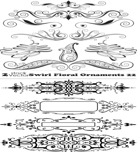 زخارف للتصاميم رائعه Vectors - Swirl Floral Ornaments 22