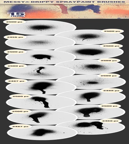 فرش فوتوشوب رش Designtnt - Messy Spraypaint PS Brushes