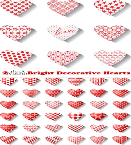 تحميل فيكتور قلوب Vectors - Bright Decorative Hearts