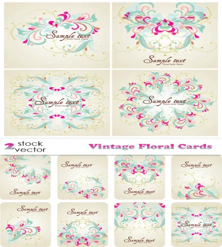 ورود بطاقات ملفات فمتوحه Vectors - Vintage Floral Cards