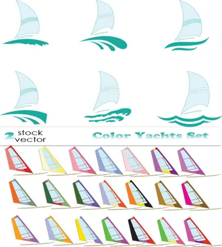 تصميم قوارب ملونه شراعيه جميله Color Yachts Set