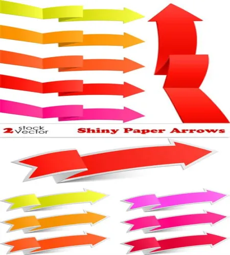 تصميم اسهم واوراق Vectors - Shiny Paper Arrows