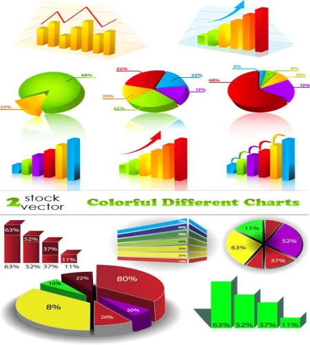 تحميل فيكتور رسوم بيانيه Vectors - Colorful Different Charts
