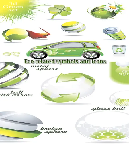 ايقونات خضراء منوعه Stock: Eco related symbols and icons