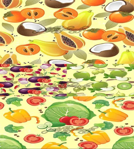 تحميل فيكتور فواكه Vectors - Fruit & vegetable patterns 2013