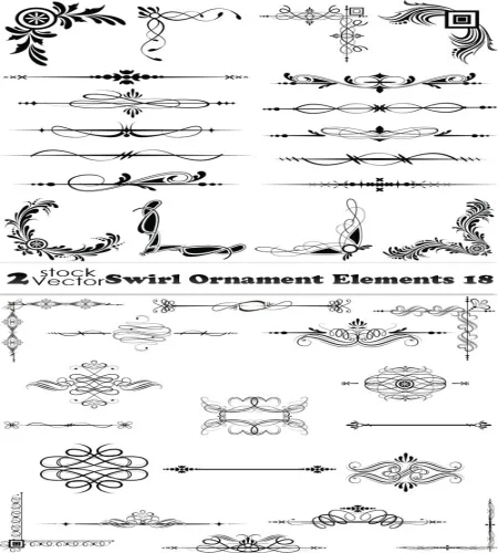 زخارف وفواصل مميزه Vectors - Swirl Ornament Elements 18