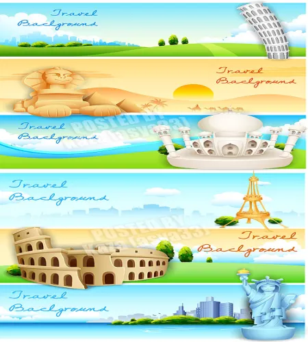 بنرات سفر معالم سياحيه vectors - Travel banners