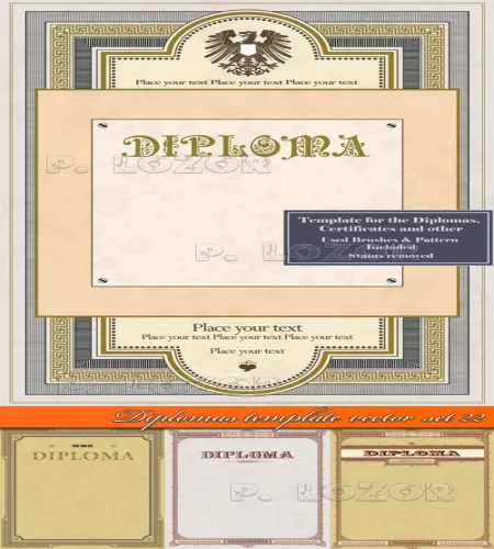 تحميل فيكتور شهادات رائعه vectors - Diplomas template set 022