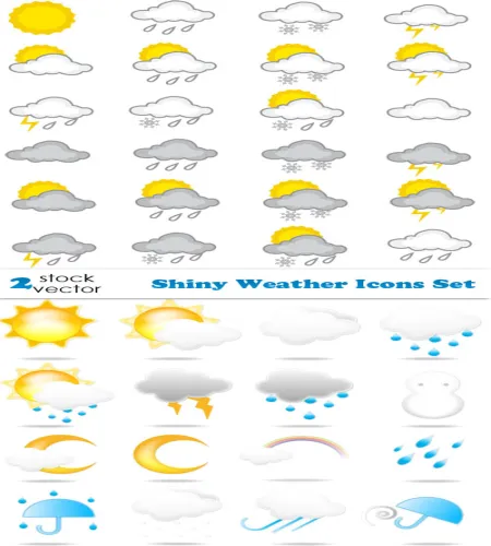 ايقونات الطقس رائعه Vectors - Shiny Weather Icons Set