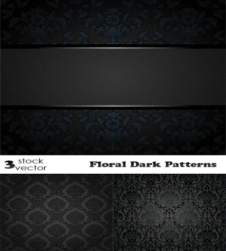 تحميل خلفيات فيكتور Vectors - Floral Dark Patterns