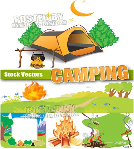 عناصر رحلات بريه فيكتور Camping 2 - Stock Vectors