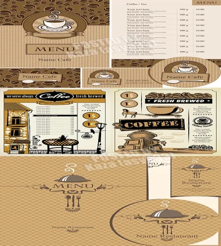 تحميل قوائم قهوه فيكتور vectors - Coffee menu cards