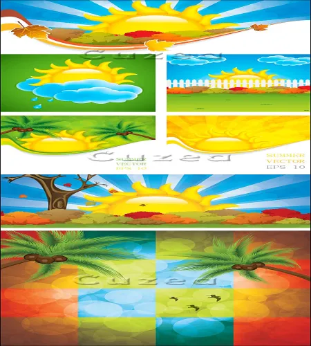 خلفيات فيكتور شمس رائعه Vectors - Summer sunshine background