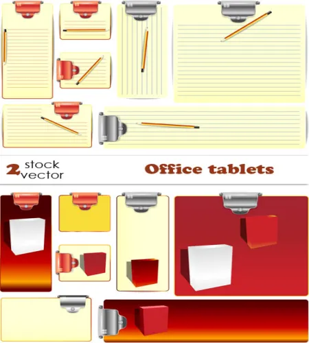 مذكرات مكتبيه بملفات مفتوحه Vectors - Office tablets