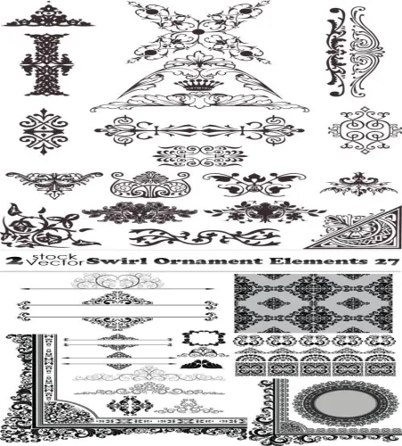 زخارف للتصاميم رائعه Vectors - Swirl Ornament Elements 27