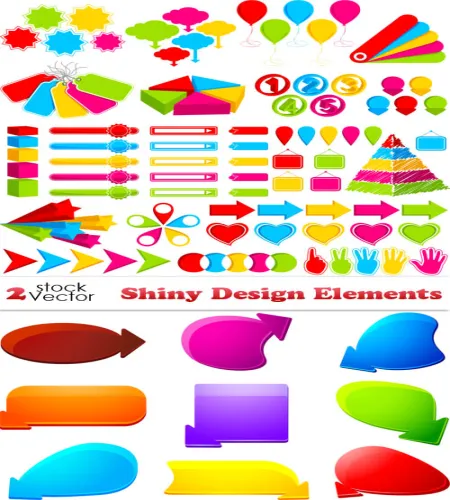 تصاميم عناصر ملونه منوعه رائعه Shiny Design Elements