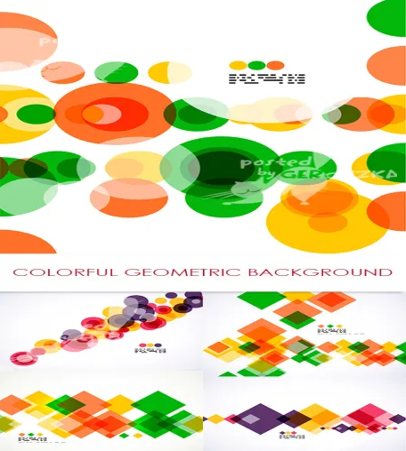 خلفيات ملونه رقميه مربعات ودوائر فيكتور Colorful geometric background
