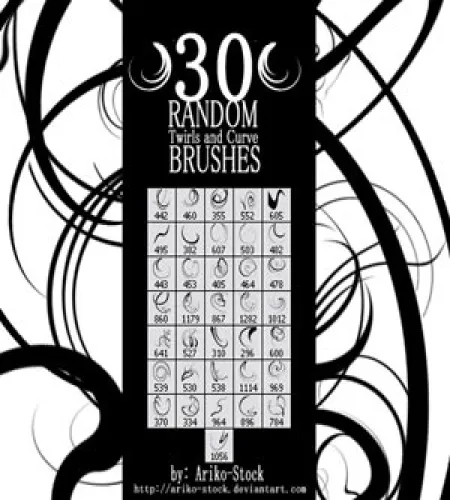 فرش خطوط مائله ومنحنيات روعه Twirls and Curves Brush Set
