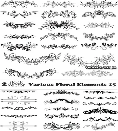 زخارف للتصاميم مميزه Various Floral Elements 15