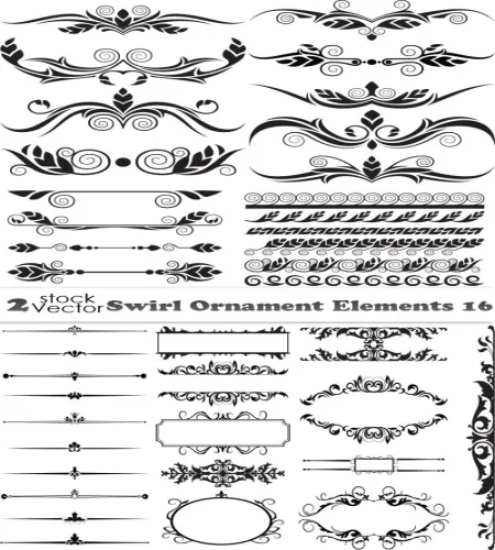 اطارات وفواصل و زخارف Vectors - Swirl Ornament Elements 16
