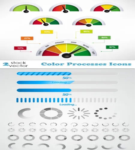 تصميم ايقونات عمليات التحميل ملونه Color Processes Icons