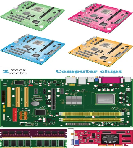 تصميم قطع كمبيوتر Computer chip vectors