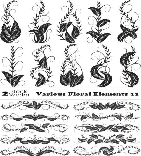 تصميم زخارف رائعه Various Floral Elements 11