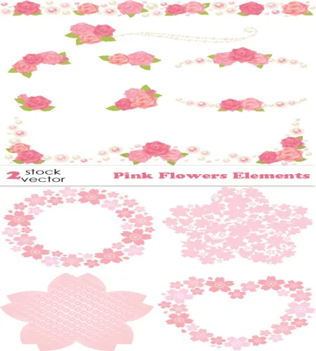 اطارات وفواصل ورود فيكتور رائعه Vectors - Flowers Pink Elements