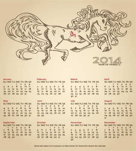 تصميم تقويم 2014 مع خيل ملف مفتوح تحميل مباشر