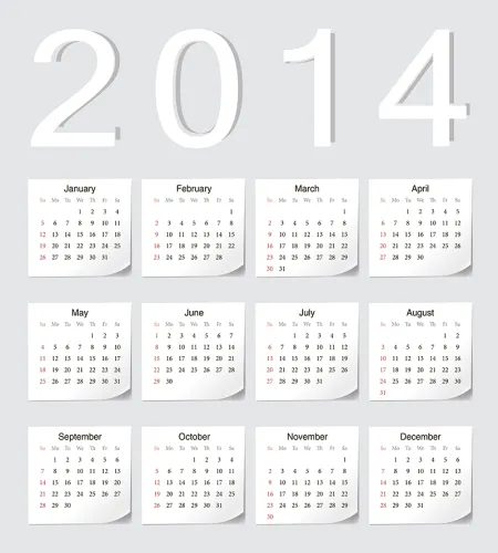 تصميم تقويم ابيض العام الجديد 2014 تحميل مباشر