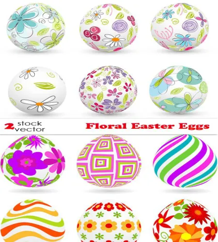 فيكتور بيض وورود Vectors - Floral Eggs