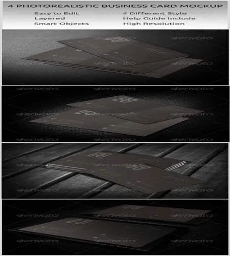 بطاقات رائعه وجديده 4 Photorealistic Business Card Mockup