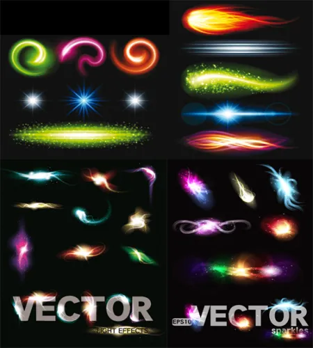 تأثيرات ضوئيه على التصاميم Gorgeous Bright Lighting Effects Vector