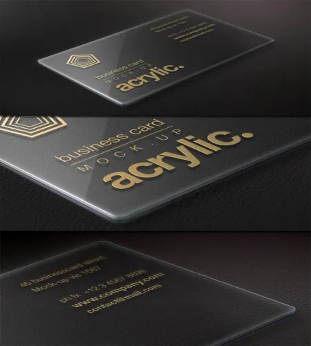 بطاقات شخصيه فخمه ملفات مفتوحه Acrylic Psd Business Card Mock-Up