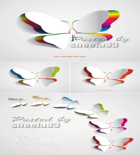 تحميل فيكتور فراشات روعه vectors -  Paper Butterfly Vector