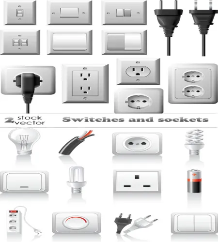 ادوات كهربائيه بملفات مفتوحه Vectors - Switches and sockets