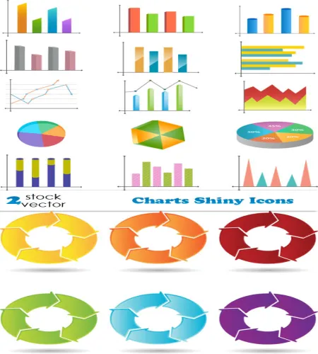 ايقونات احصائيات جميله Vectors - Charts Shiny Icons