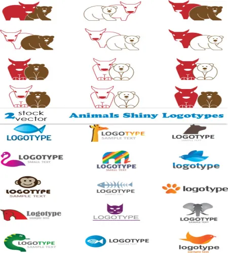 شعارات حيوانات جميله Vectors - Animals Shiny Logotypes