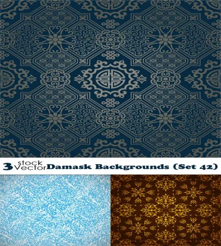 تصميم خلفيات نقش مميزه Damask Backgrounds Set 42